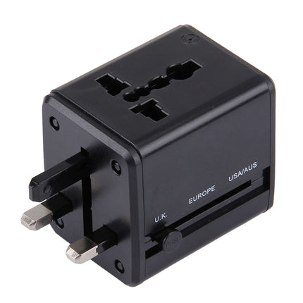 World-Wide Universal Travel Concealable Plugs Adapter with & Built-in Dual USB Ports Charger for US, UK, AU, EU