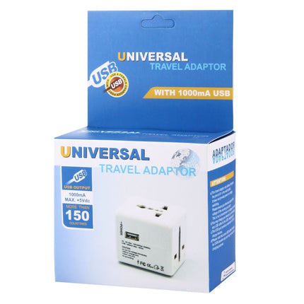 World-Wide Universal Travel Concealable Plugs Adapter with & Built-in Dual USB Ports Charger for US, UK, AU, EU