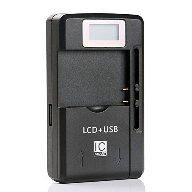 Universal Cell Phone Battery Charger – USB Output & LCD Display, 800mA/1300mA