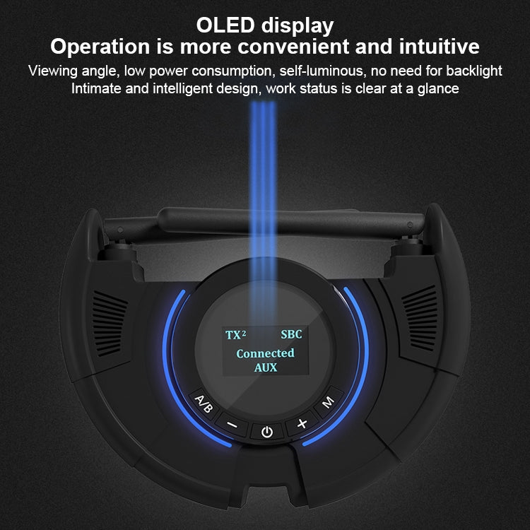 TX800 Optical Fiber Bluetooth 5.0 Transmitter Receiver Audio Adapter with Dual Antennas & OLED Display