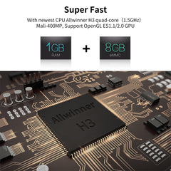 R69 1080P HD Smart TV BOX Android 4.4 Media Player with Remote Control, Quad Core Allwinner H3, RAM: 1GB, ROM: 8GB, 2.4G WiFi, LAN, EU Plug