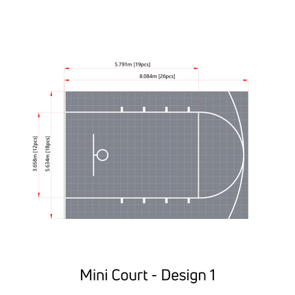 Mini Basketball Court Flooring with Court Markings | Includes Court Markings