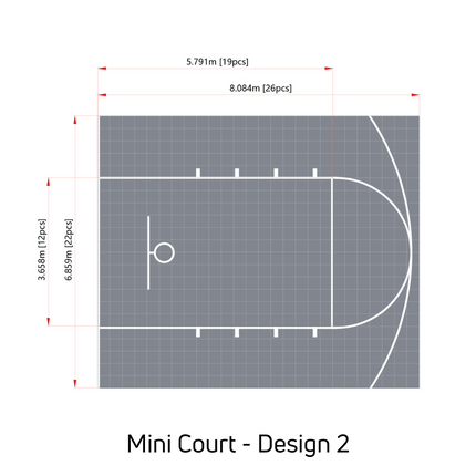 Mini Basketball Court Flooring with Court Markings | Includes Court Markings