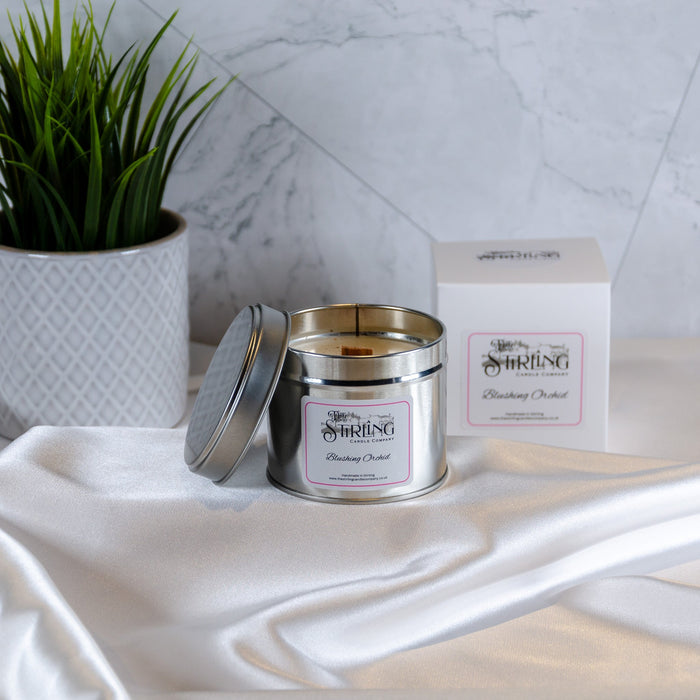 Blushing Orchid - Travel Tin Candle - Wooden Wick