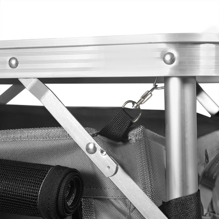 WOLTU Aluminium Foldable Camping Cabinet Travel Kitchen Cooking Storage Rack BBQ Table with Carry Bag for Outdoor  Garden Picnic