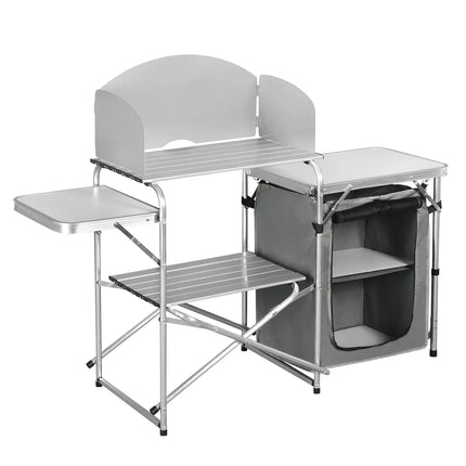WOLTU Aluminium Foldable Camping Cabinet Travel Kitchen Cooking Storage Rack BBQ Table with Carry Bag for Outdoor  Garden Picnic