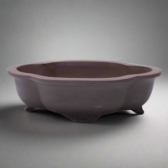 Unglazed Bonsai Pot Floral | 26cm x 21cm x 6cm | YB1129
