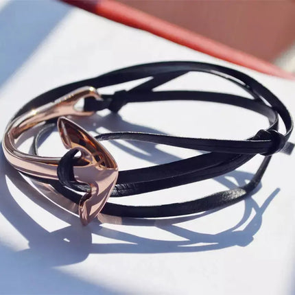 Unisex Blue Leather Wrap Bracelet