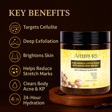 Ammuri Organic Coffee Body Scrub | Dead Sea Salt Exfoliating Polish