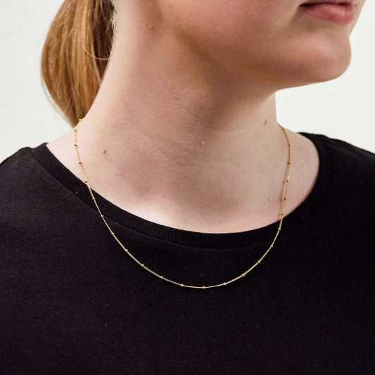 18ct Gold Vermeil On Silver Curb And Bead Chain