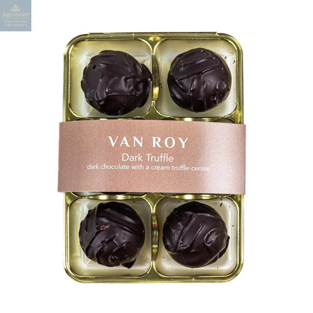 Van Roy 6 pack of dark chocolate truffles in cello