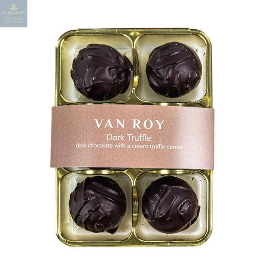 Van Roy 6 pack of dark chocolate truffles in cello