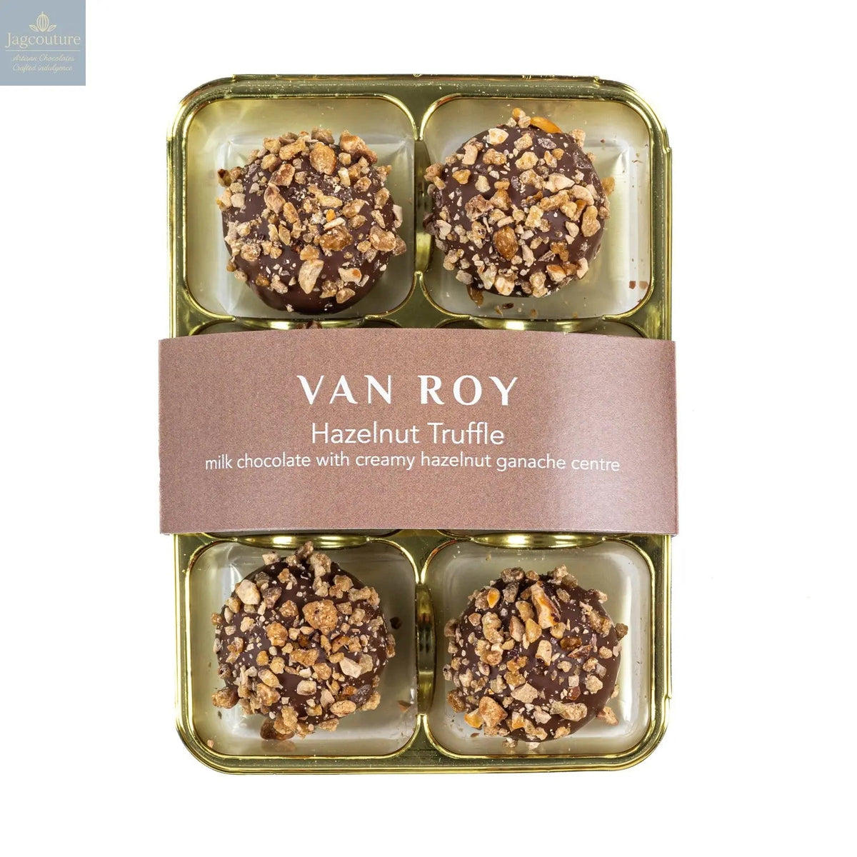 Van Roy 6 pack of hazelnut truffles in cello
