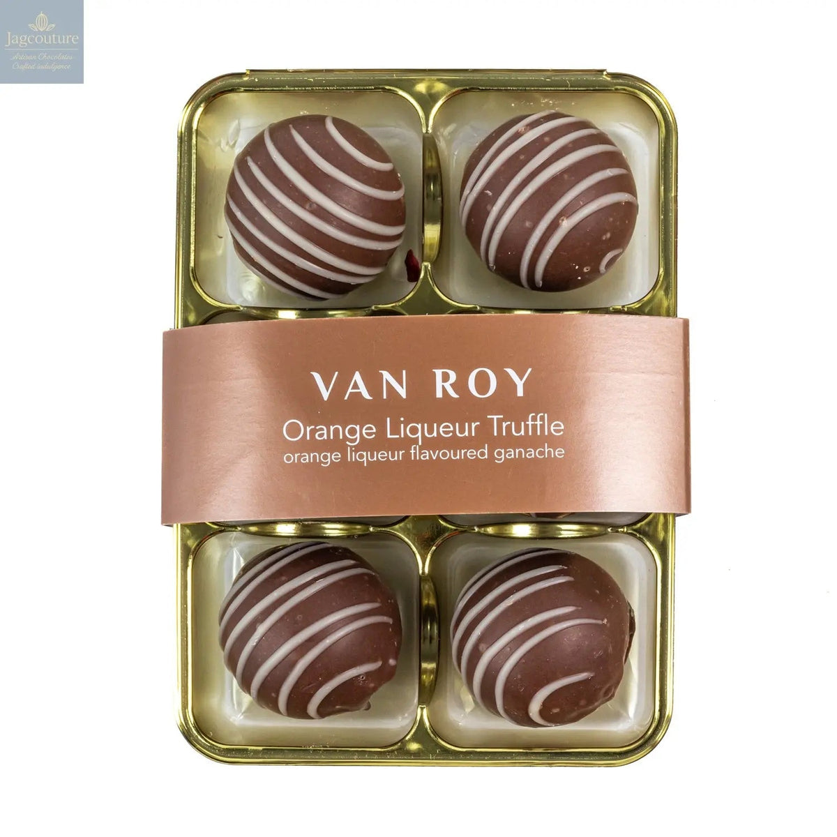 Van Roy 6 pack of orange liqueur truffles in cello