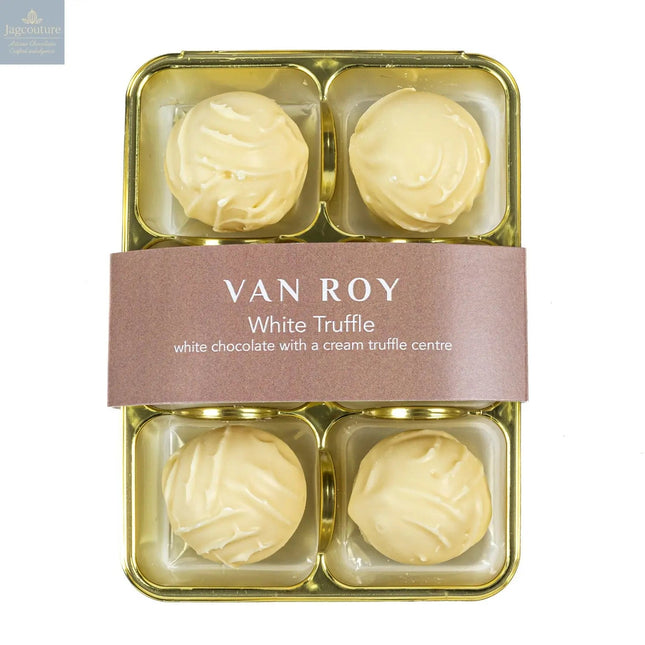 Van Roy 6 pack of white chocolate truffles in cello