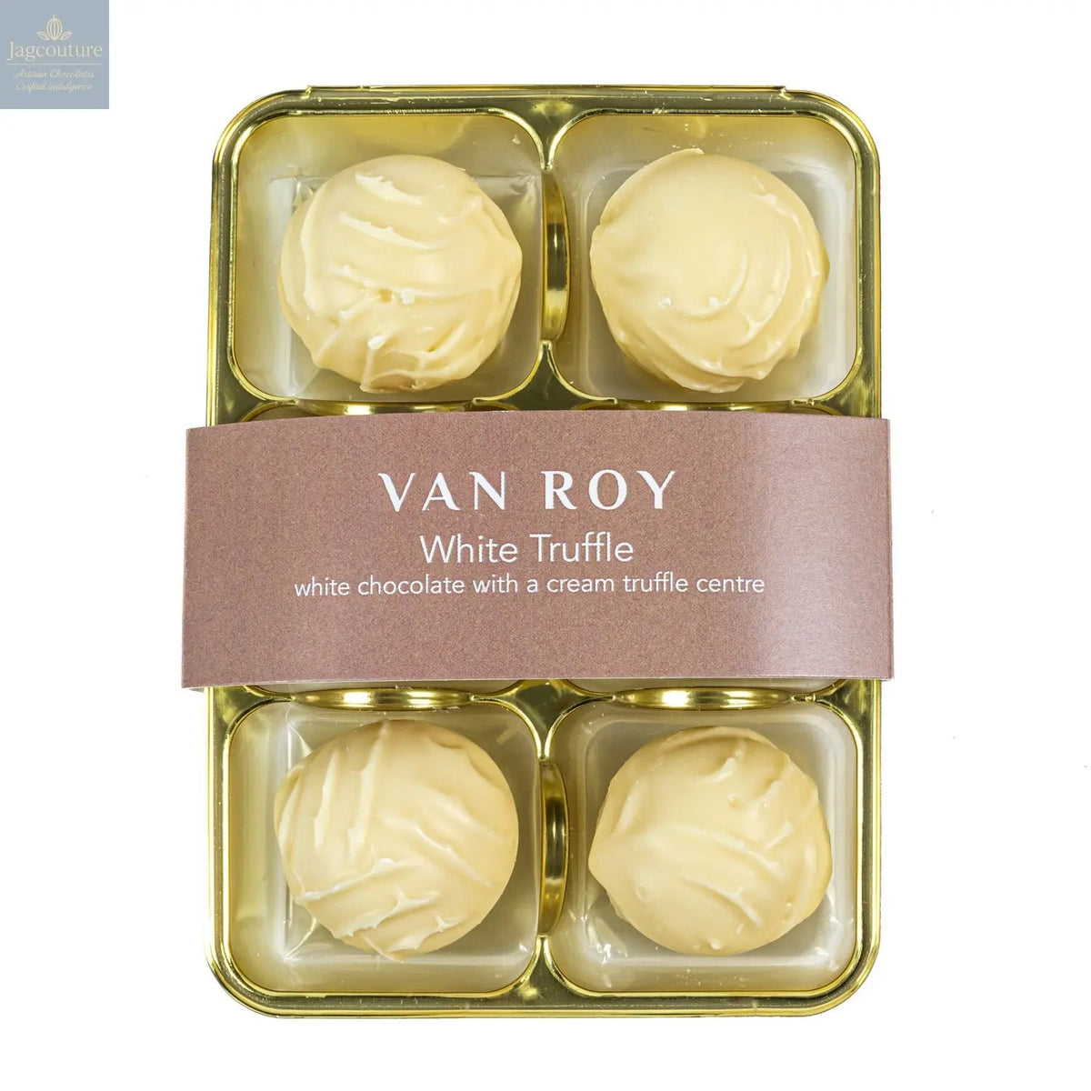Van Roy 6 pack of white chocolate truffles in cello
