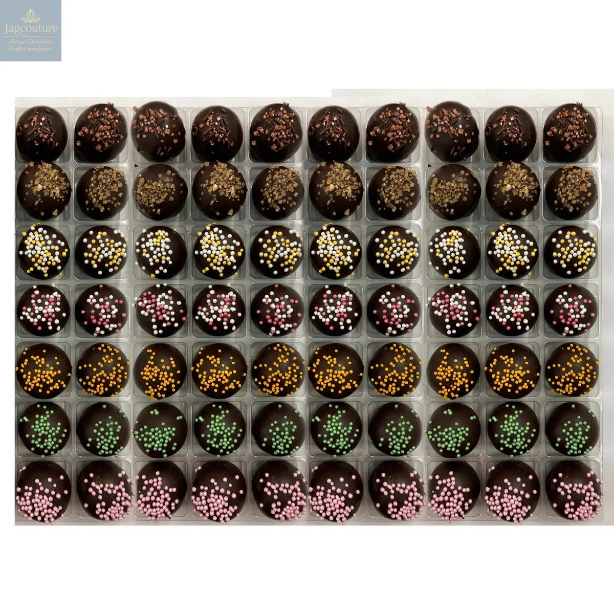 Vegan Truffles Selection - coffee, spiced rum, champagne, cherry Bakewell, orange, lime, raspberry