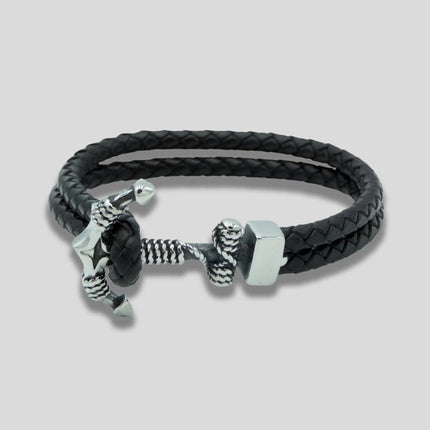 Viking Anchor Braided Bracelet - Brown