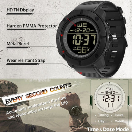 TANK North Edge Men Fashion Professional Military Army Outdoor Sport Waterproof Running Swimming Smart Digital Watch
