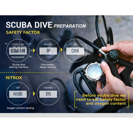 NORTH EDGE AQUA 100m Waterproof Scuba Diver Smart Watch, Support Luminous Display & Compass Mode, AQUA