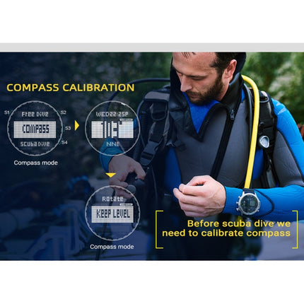 NORTH EDGE AQUA 100m Waterproof Scuba Diver Smart Watch, Support Luminous Display & Compass Mode, AQUA