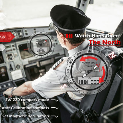 North Edge GAVIA Men Outdoor Sport 50m Waterproof Smart Digital Watch Diving Watch, Support Barometer & Pedometer