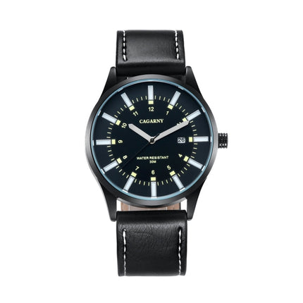 CAGARNY 6866 Fashion Dual Quartz Movement Wrist Watch with Genuine Leather Band(Orange Number)