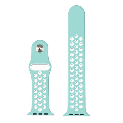 For Apple Watch Series 10 42mm / 9&8&7 41mm / SE 3&SE 2&6&SE&5&4 40mm / 3&2&1 38mm Fashionable Classical Silicone Sport Watch Band(Grey White)