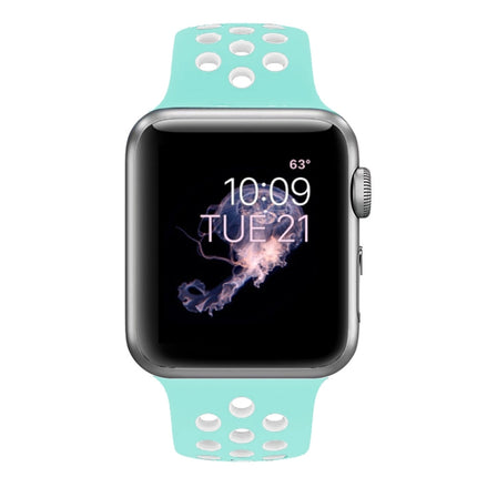 For Apple Watch Series 10 42mm / 9&8&7 41mm / SE 3&SE 2&6&SE&5&4 40mm / 3&2&1 38mm Fashionable Classical Silicone Sport Watch Band(Grey White)