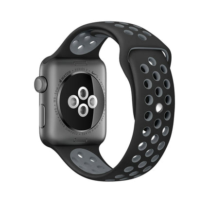 For Apple Watch Series 10 42mm / 9&8&7 41mm / SE 3&SE 2&6&SE&5&4 40mm / 3&2&1 38mm Fashionable Classical Silicone Sport Watch Band(Grey White)