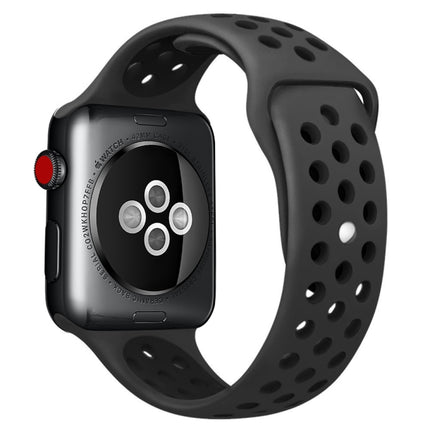 For Apple Watch Series 10 42mm / 9&8&7 41mm / SE 3&SE 2&6&SE&5&4 40mm / 3&2&1 38mm Fashionable Classical Silicone Sport Watch Band(Grey White)