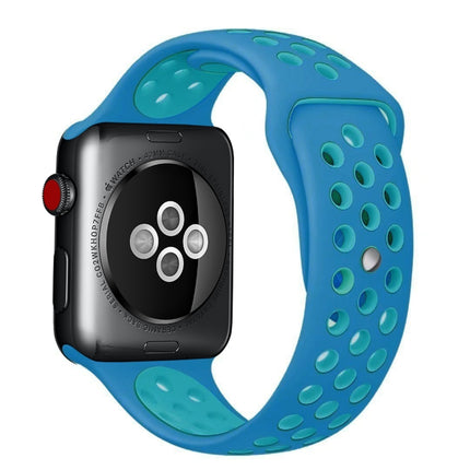 For Apple Watch Series 10 42mm / 9&8&7 41mm / SE 3&SE 2&6&SE&5&4 40mm / 3&2&1 38mm Fashionable Classical Silicone Sport Watch Band(Grey White)