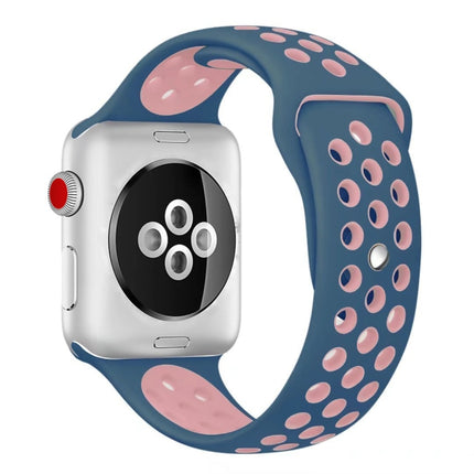 For Apple Watch Series 10 42mm / 9&8&7 41mm / SE 3&SE 2&6&SE&5&4 40mm / 3&2&1 38mm Fashionable Classical Silicone Sport Watch Band(Grey White)