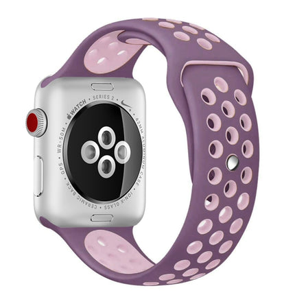 For Apple Watch Series 10 42mm / 9&8&7 41mm / SE 3&SE 2&6&SE&5&4 40mm / 3&2&1 38mm Fashionable Classical Silicone Sport Watch Band(Grey White)