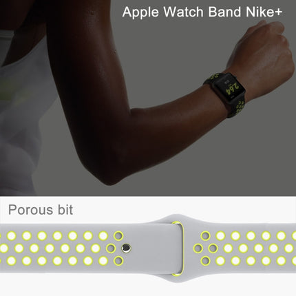 For Apple Watch Series 10 42mm / 9&8&7 41mm / SE 3&SE 2&6&SE&5&4 40mm / 3&2&1 38mm Fashionable Classical Silicone Sport Watch Band(Grey White)