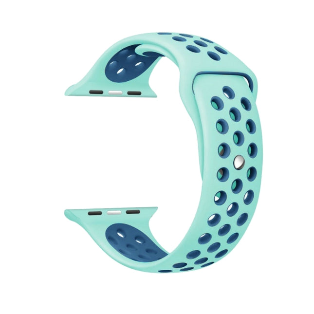 For Apple Watch Series 10 42mm / 9&8&7 41mm / SE 3&SE 2&6&SE&5&4 40mm / 3&2&1 38mm Fashionable Classical Silicone Sport Watch Band(Grey White)