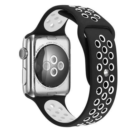 For Apple Watch Series 10 42mm / 9&8&7 41mm / SE 3&SE 2&6&SE&5&4 40mm / 3&2&1 38mm Fashionable Classical Silicone Sport Watch Band(Grey White)