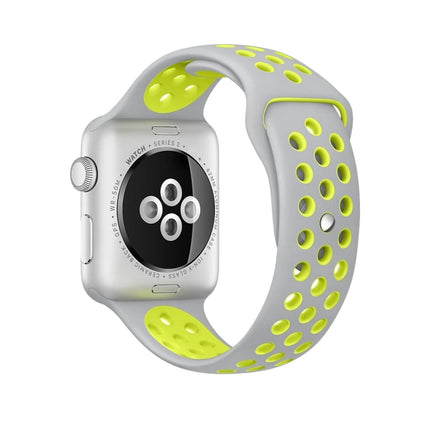 For Apple Watch Series 10 42mm / 9&8&7 41mm / SE 3&SE 2&6&SE&5&4 40mm / 3&2&1 38mm Fashionable Classical Silicone Sport Watch Band(Grey White)