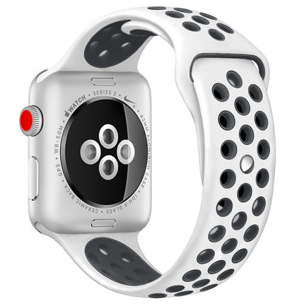 For Apple Watch Series 10 42mm / 9&8&7 41mm / SE 3&SE 2&6&SE&5&4 40mm / 3&2&1 38mm Fashionable Classical Silicone Sport Watch Band(Grey White)