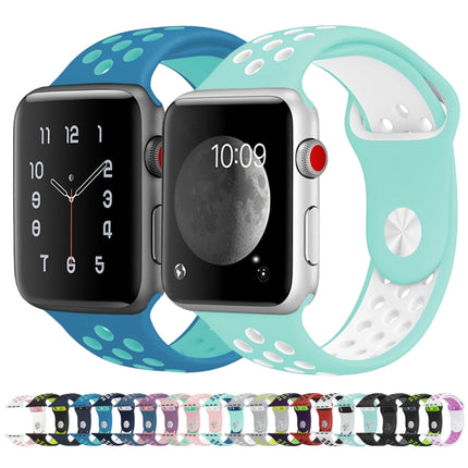 For Apple Watch Series 10 42mm / 9&8&7 41mm / SE 3&SE 2&6&SE&5&4 40mm / 3&2&1 38mm Fashionable Classical Silicone Sport Watch Band(Grey White)