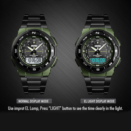 SKMEI 1370 Multifunctional Men Outdoor Sports Noctilucent Waterproof Stainless Steel Digital Wrist Watch