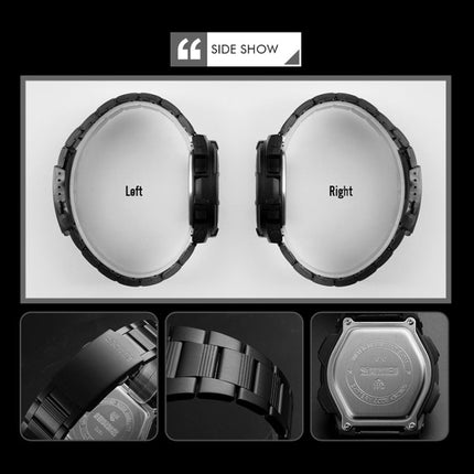 SKMEI 1370 Multifunctional Men Outdoor Sports Noctilucent Waterproof Stainless Steel Digital Wrist Watch