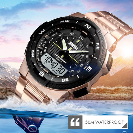 SKMEI 1370 Multifunctional Men Outdoor Sports Noctilucent Waterproof Stainless Steel Digital Wrist Watch