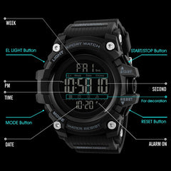 SKMEI 1384 Multifunctional Men Outdoor Fashion Noctilucent Waterproof LED Digital Watch