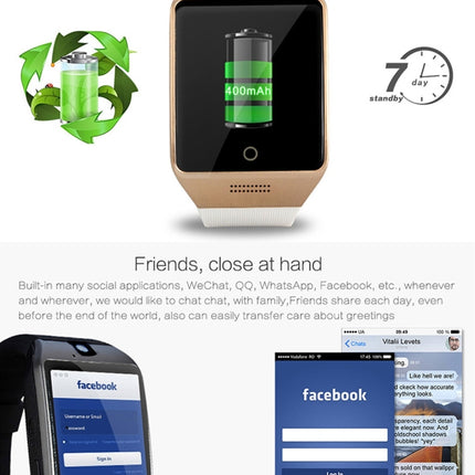 Q18S 1.54 inch IPS Screen MTK6260A Bluetooth 3.0 Smart Watch Phone, Pedometer / Sedentary Reminder / Sleeping Monitor  / Anti-Loss / Remote Camera / GSM / 0.3M Camera, WA3241BJ, WA3241BS, WA3241H, WA3241WJ, WA3241WS