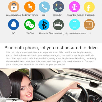 Q18S 1.54 inch IPS Screen MTK6260A Bluetooth 3.0 Smart Watch Phone, Pedometer / Sedentary Reminder / Sleeping Monitor  / Anti-Loss / Remote Camera / GSM / 0.3M Camera, WA3241BJ, WA3241BS, WA3241H, WA3241WJ, WA3241WS