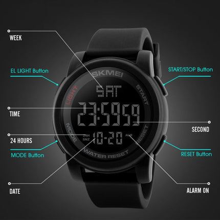 SKMEI 1257 Men Fashionable Outdoor 50m Waterproof Digital Watch Sports Wrist Watch