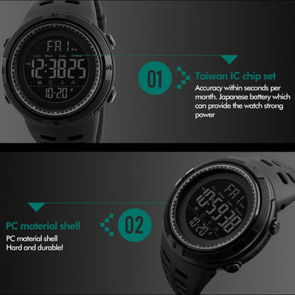 SKMEI 1251 Men Fashionable Outdoor 50m Waterproof Sports Watch Digital Watch with PU Watchband