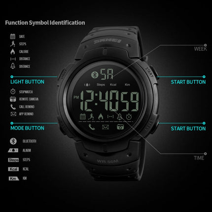 SKMEI 1301 Multifunction 50m Waterproof Sports Bluetooth Smart Watch, Compatible with Android & iOS System