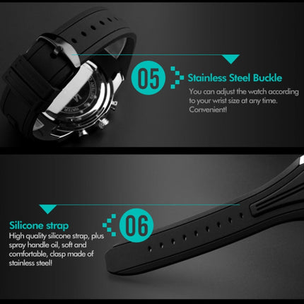 SKMEI 9128 Fashion Multifunctional 3D Large Dial Sports Wristwatch 30m Waterproof Quartz Watch